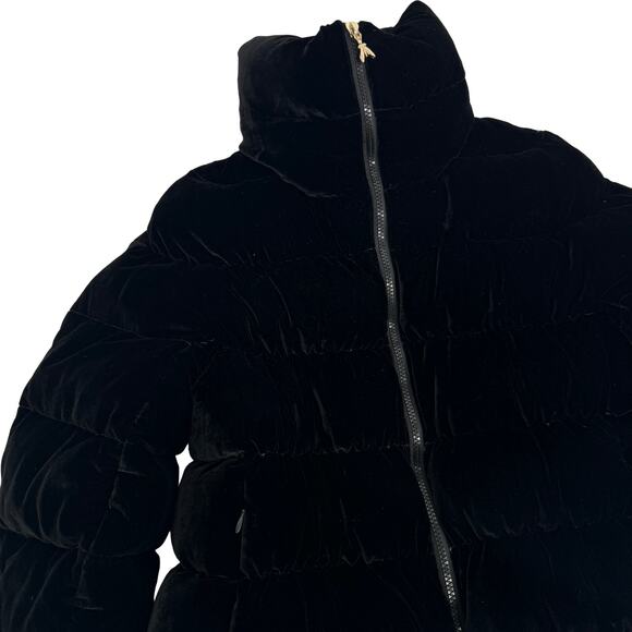 Patrizia Pepe Velvet Padded Quilted Puffer Jacket Black Size 42 = US 6 - Picture 5 of 11
